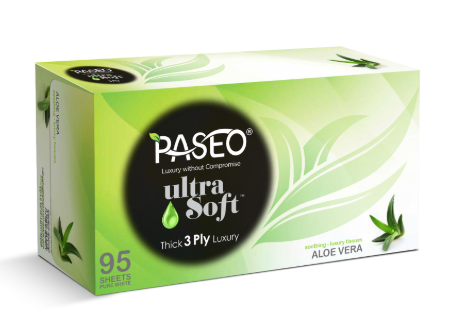  Khăn giấy lau mặt Paseo Ultra Soft Aloe Vera 95 tờ 3 lớp 