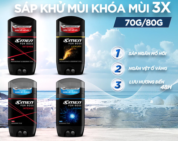  Sáp khử mùi XMen for Boss 70g/80g - Sáp thơm Châu Âu, ngăn tiết mồ hôi (sáp trắng), ngăn vệt ố vàng (sáp xanh) 