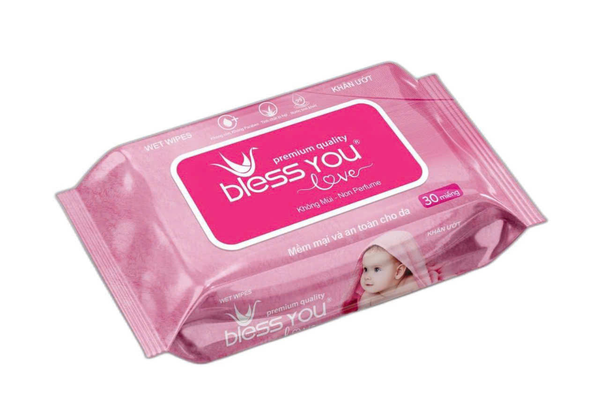  Khăn ướt Bless You 30 tờ không mùi, mềm mại, an toàn cho da 
