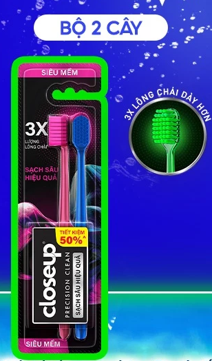  Bộ 2 Cây Bàn chải Closeup Precision Clean siêu mềm 