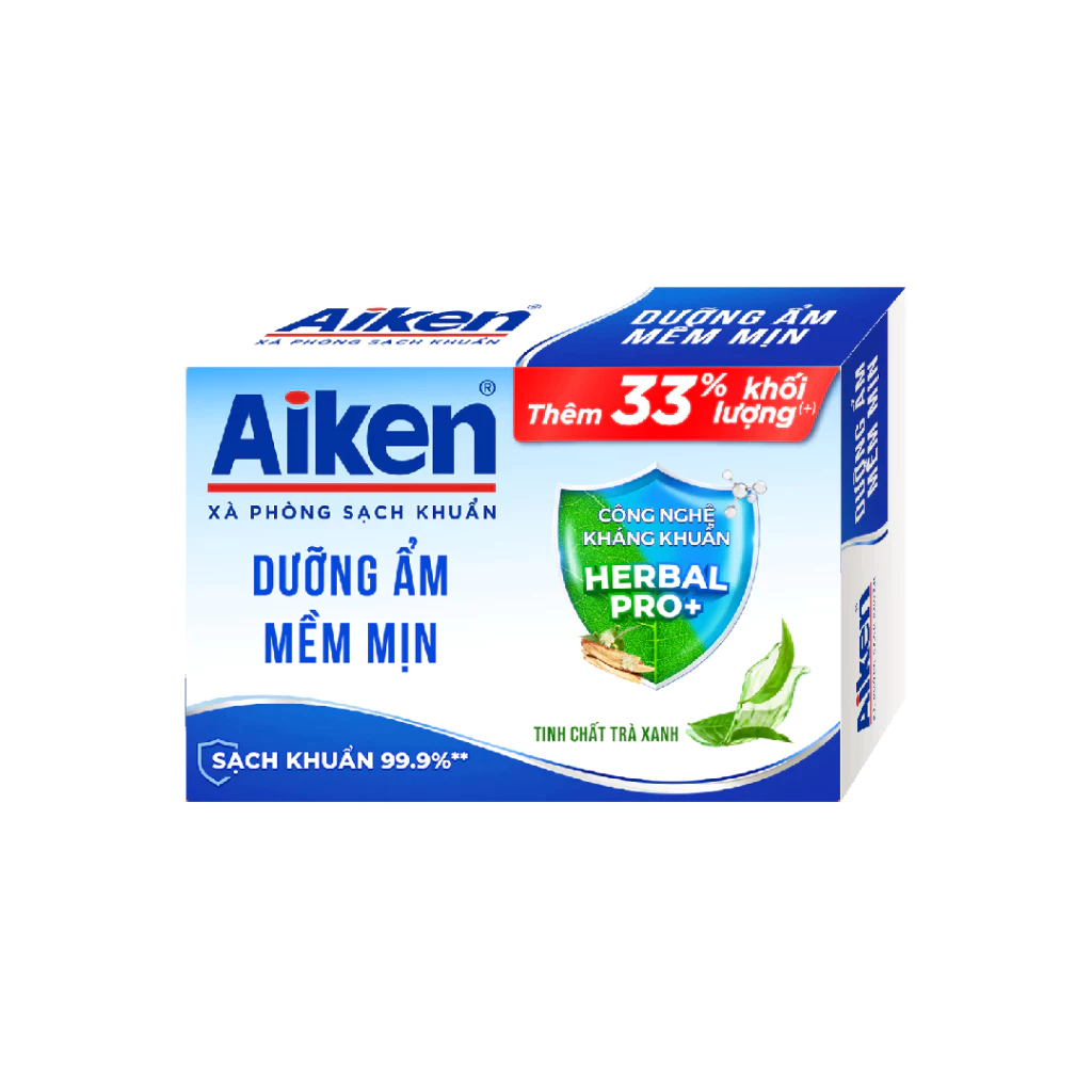  Xà phòng Aiken sạch khuẩn Dưỡng Ẩm Mềm Mịn chiết xuất Trà xanh 120g 