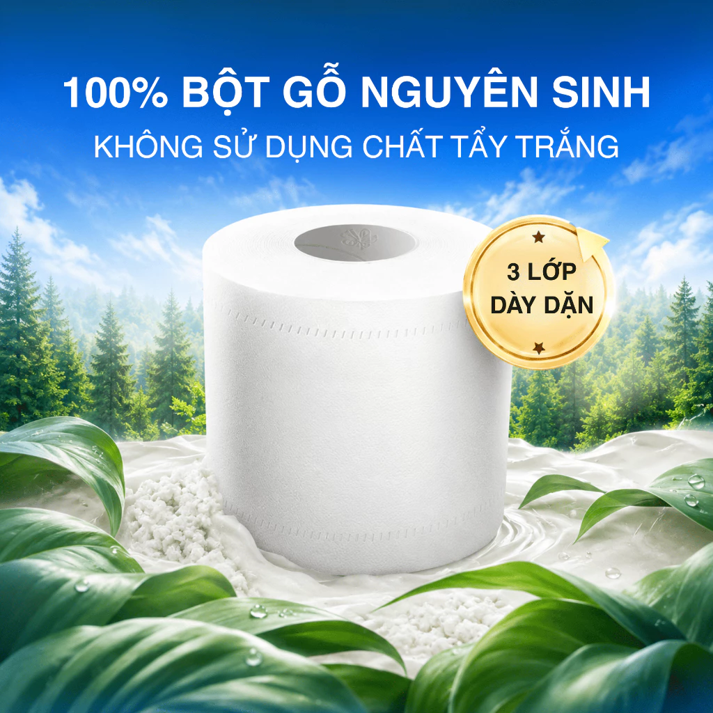 Giấy vệ sinh cao cấp Vinda Classic Blue 3 lớp bền dai thương hiệu Đức (Lốc 10 Cuộn) 