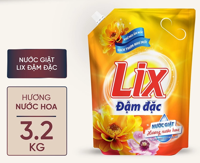  Nước giặt Lix 3.2 kg hương nước hoa, khử mùi nấm mốc 