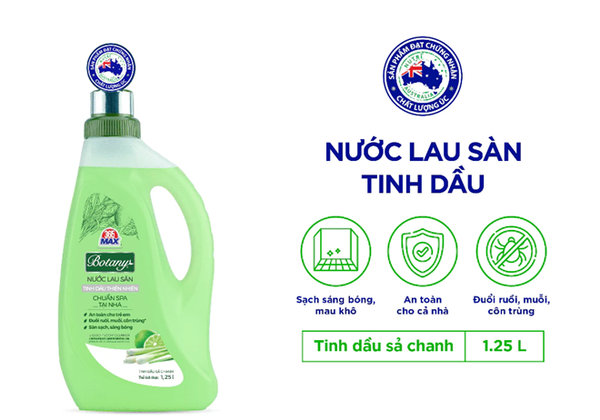  Nước Lau Sàn 365 Max Botany Tinh Dầu Sả Chanh 1.25L làm sạch bóng sàn nhà, an toàn cho da bé 