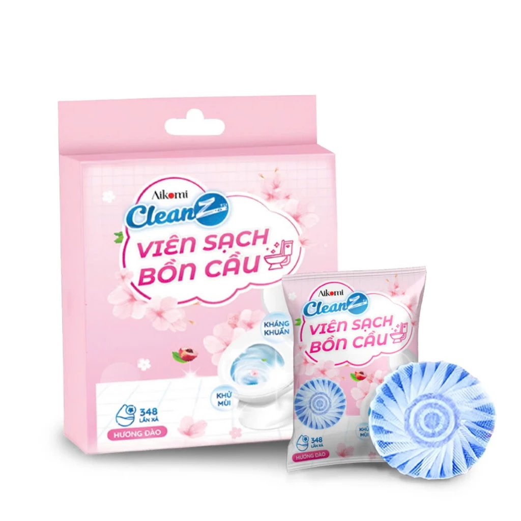  Hộp 4 Viên thả bồn cầu CleanZ hương đào khử mùi, tẩy sạch, thơm mát nhà vệ sinh 50g 