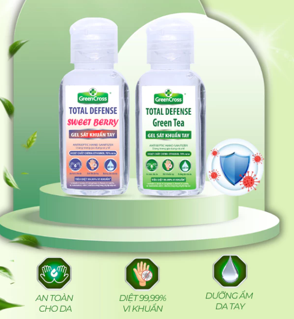  Nước Rửa Tay Khô Green Cross 60ml Gel Chính Hãng – Diệt Khuẩn 99,9%, Khô Nhanh Không Cần Nước 