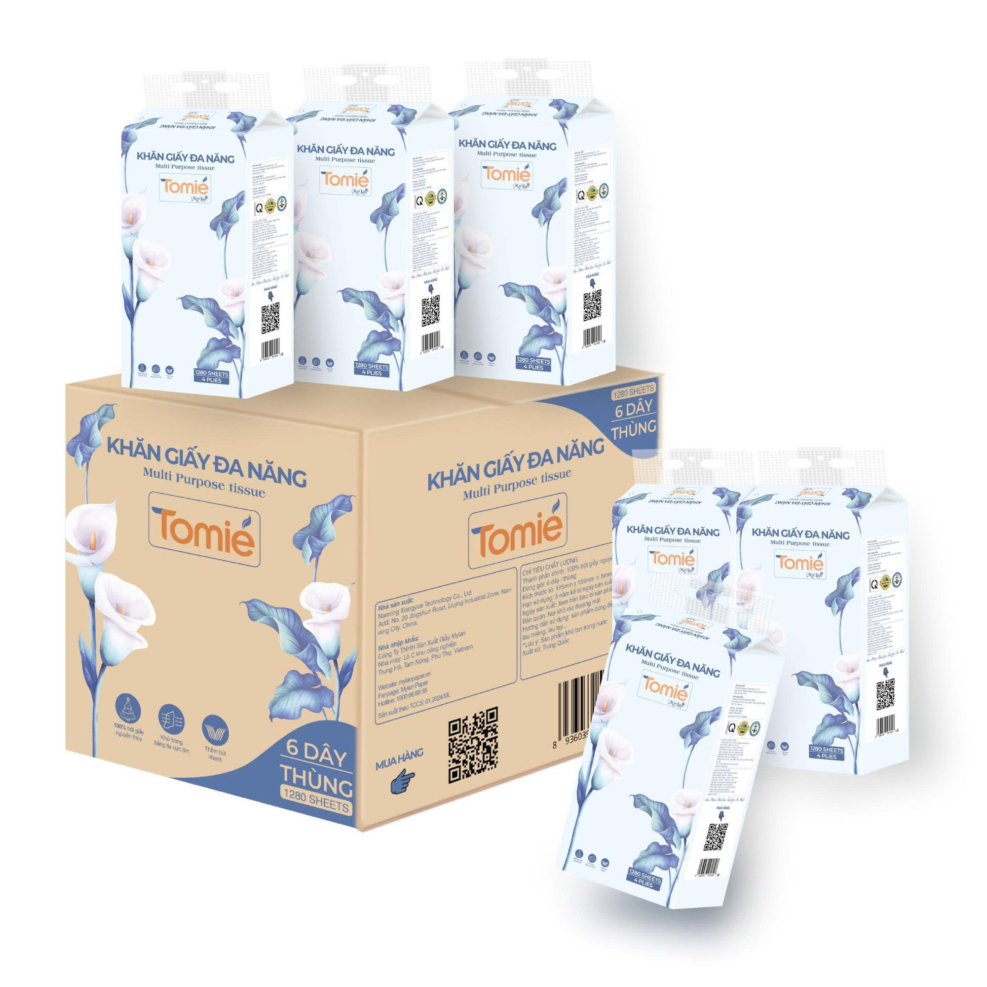  Giấy Rút Đáy TOMIE Chính Hãng Mylan Đa Năng Cao Cấp Mềm Mịn Thấm Hút Tốt 155mmx175mm 