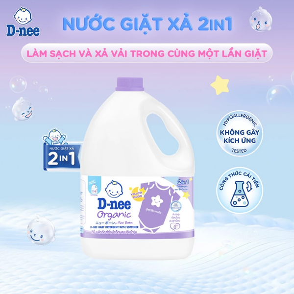 Nước giặt xả quần áo em bé 2 trong 1 D-nee Tím 2600 ML 