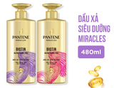  Dầu Xả Siêu Dưỡng PANTENE Miracles Ngăn Rụng Tóc Biotin/ Phục Hồi Hư Tổn Collagen - Chai 480ml 