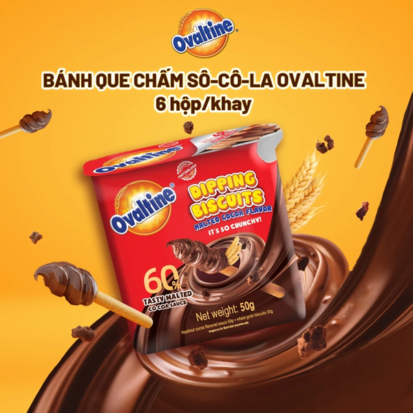  Bánh quy que chấm Sô-cô-la Ovaltine (6 hộp/khay) 