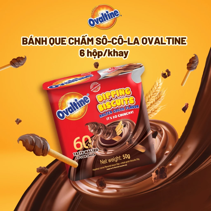  Bánh quy que chấm Sô-cô-la Ovaltine (6 hộp/khay) 