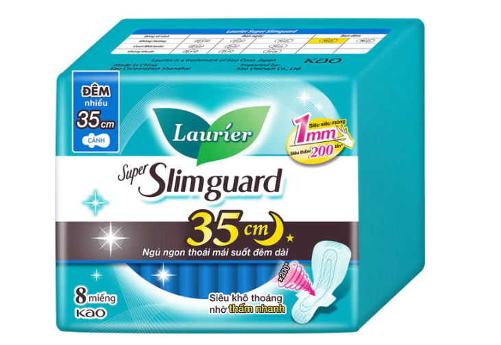  Băng Vệ Sinh Laurier Ban Đêm Siêu Mỏng 1mm 35cm 8 Miếng 