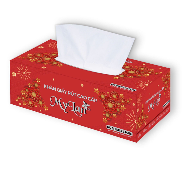 Khăn giấy rút hộp đỏ Mylan, 36 hộp/ thùng 