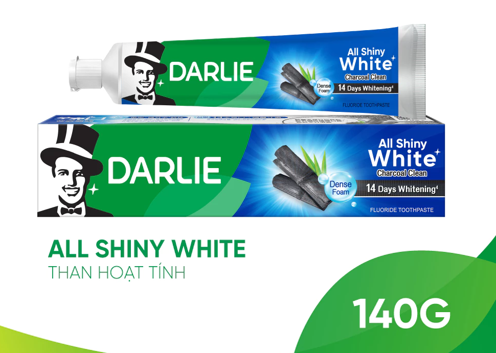  Kem Đánh Răng Darlie Trắng Sáng All Shiny White Than Hoạt Tính 140g 