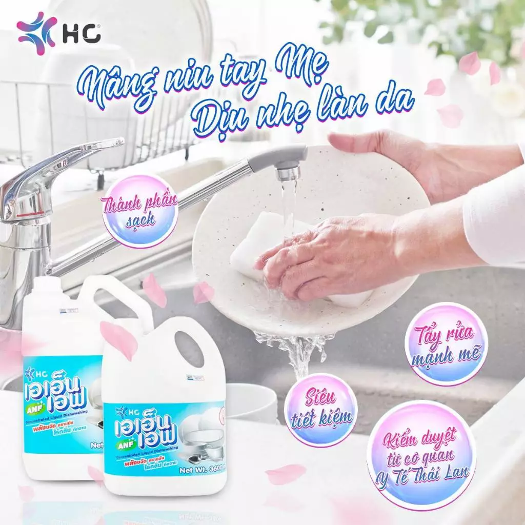 Nước Rửa Chén Bát HC ANF Không Mùi Thái Lan 3.6L 