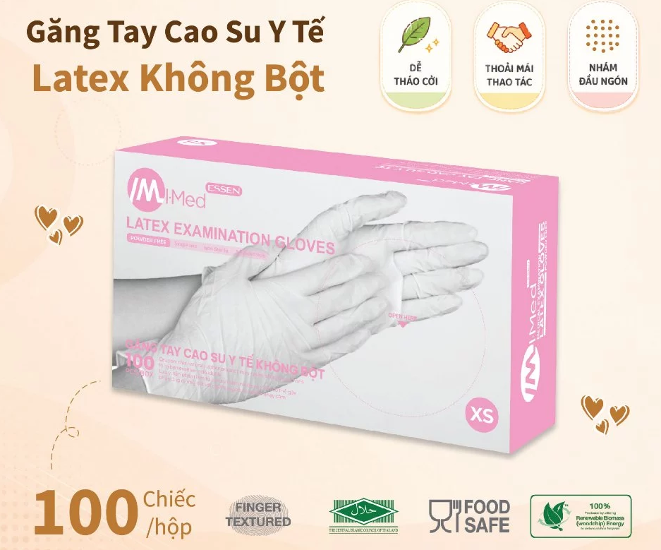  Găng tay y tế Imed Latex Không Bột 4.8g 100 chiếc/hộp 
