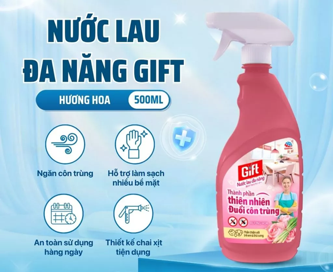  Nước Lau Đa Năng Gift Làm Sạch Bề Mặt, Hương Chanh Sả Và Hương Hoa (500ml) 