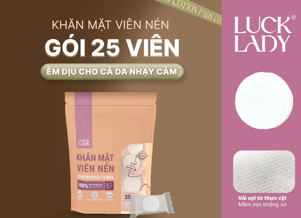  Khăn Nén Cao Cấp Luck Lady Nhỏ Gọn Mang Đi Du Lịch, Công Tác Tiện Lợi Gói 10, 25 Viên 