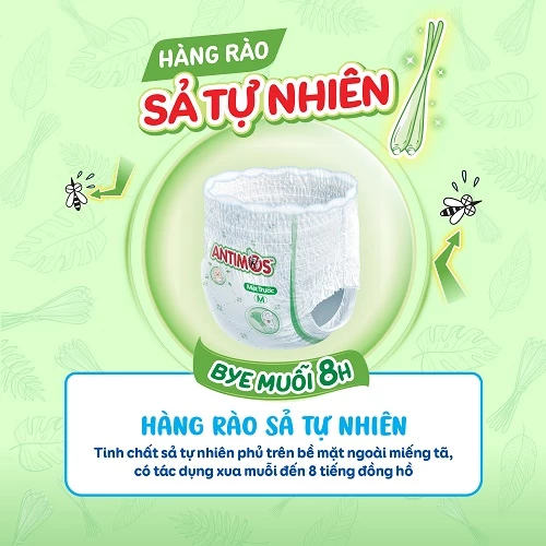  Tã Quần Xua Muỗi Bobby Antimos – Hàng rào Sả tự nhiên Bye Muỗi 8H - M52/L50+2/XL48+4/XXL46+6 