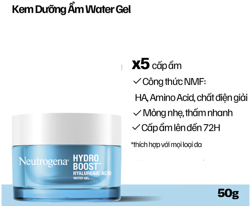  Kem dưỡng ẩm cấp nước Neutrogena Hydro Boost Hyaluronic Acid Water Gel (50g) 