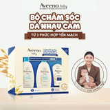  Bộ Dự Sinh Aveeno Baby - Sữa Tắm Yến Mạch 236ml x2, Kem Dưỡng Ẩm Tức Thì 100g 