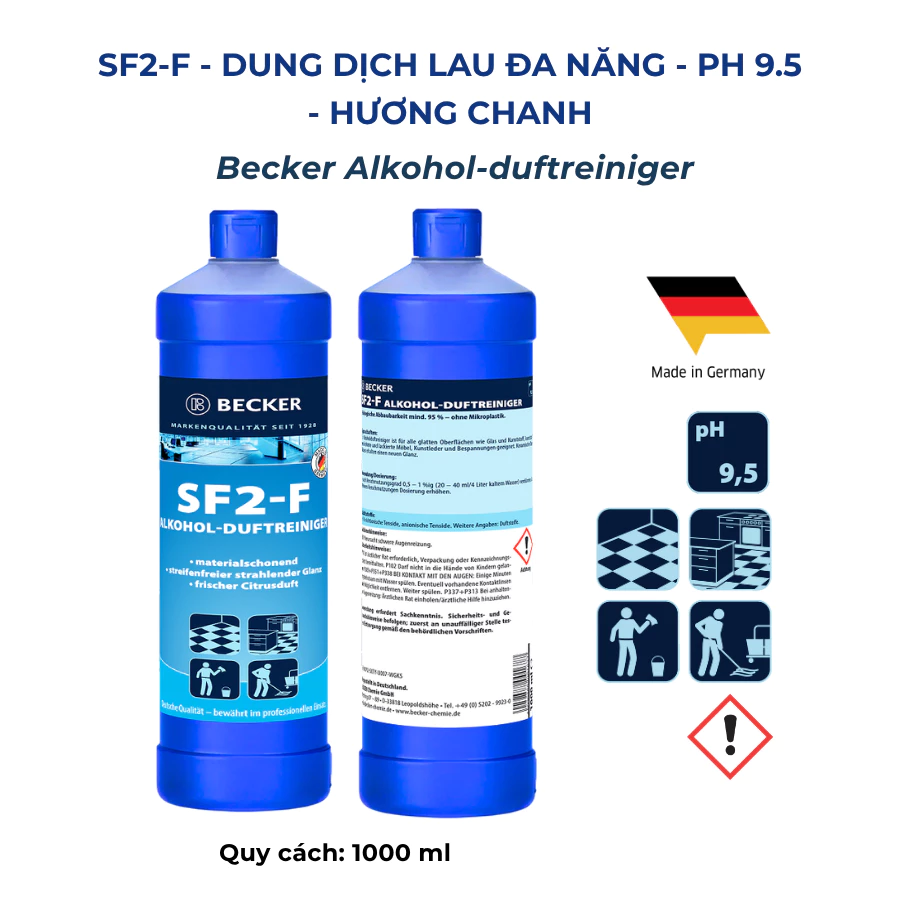  Nước lau đa năng hương chanh Becker SF2-F - pH 9.5 (Nhập khẩu Đức) 