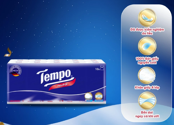  [LỐC 10 GÓI] Khăn giấy bỏ túi cao cấp Tempo Regular - 4 Lớp Bền Dai - Thương hiệu Đức - An Toàn Cho Da 