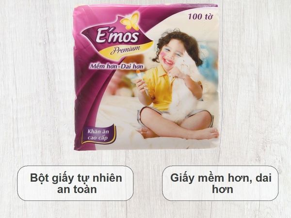  Khăn ăn E’Mos Premium 33 x 33cm 1L – 100 miếng 