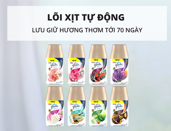  Lõi Xịt GLADE Thơm Phòng Tự Động Lưu Hương Bền Lâu Đến 70 ngày 252ml 