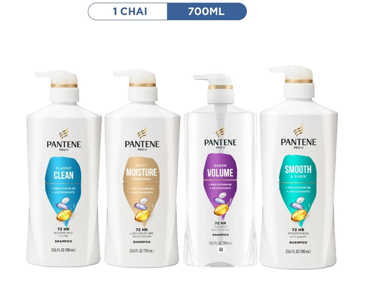  Dầu Gội PANTENE Pro-V Mỹ Dưỡng Ẩm Phục Hồi/ Tóc Dày Bồng Bềnh/ Sạch Sâu/ Suôn Mượt Óng Ả - Chai 700ML 