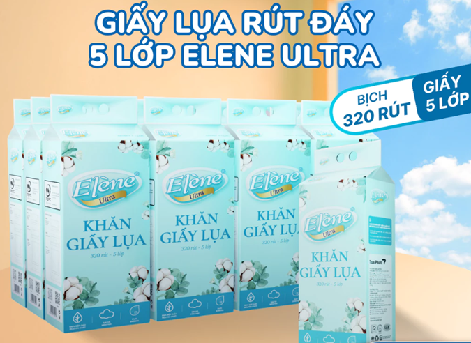  Giấy Lụa 5 Lớp Rút Đáy Elene Ultra 1600 Tờ Cao Cấp, Mềm Mịn, An Toàn 