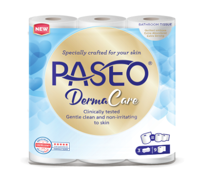  Giấy vệ sinh Paseo Derma Care 9 cuộn 3 lớp 