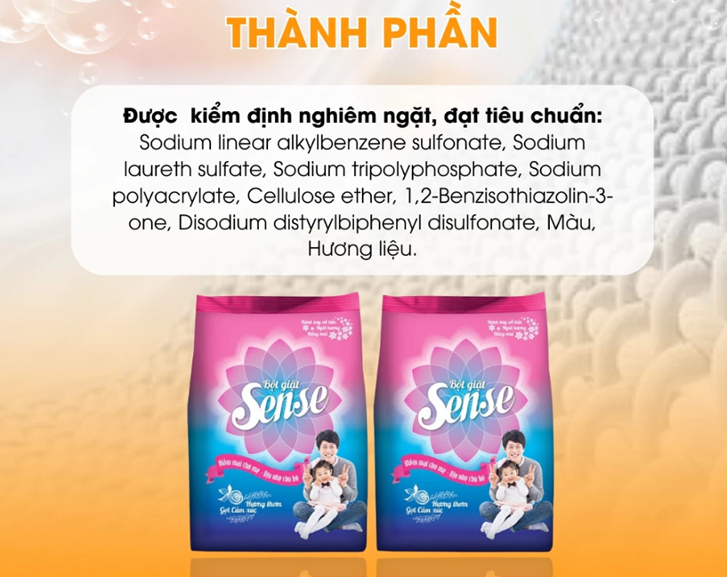  Bột Giặt SENSE Hương Hoa Thơm Ngọt Ngào Giúp Quần Áo Trắng Sạch Không Phai Màu An Toàn Cho Da Nhạy Cảm 800 g 
