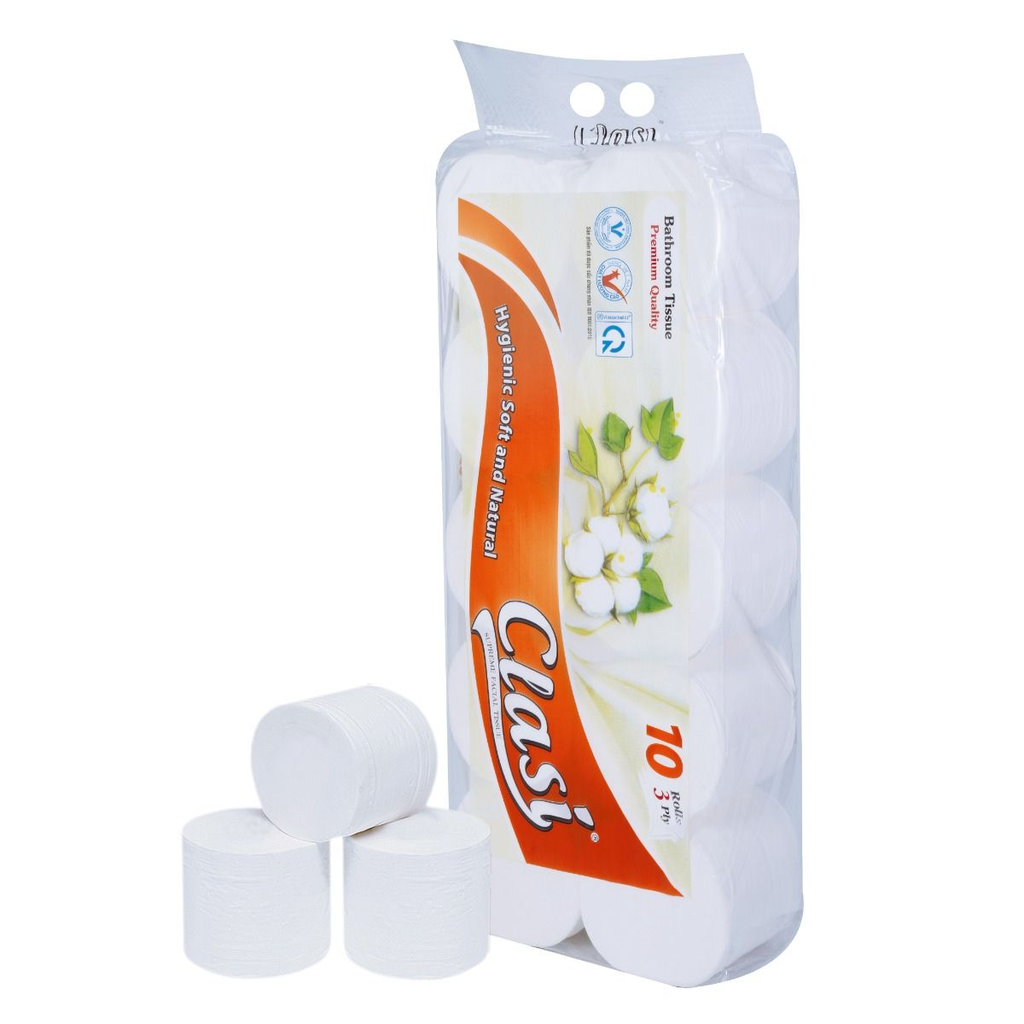  Giấy vệ sinh Clasi hoa bông vàng không lõi 10 cuộn/lốc 