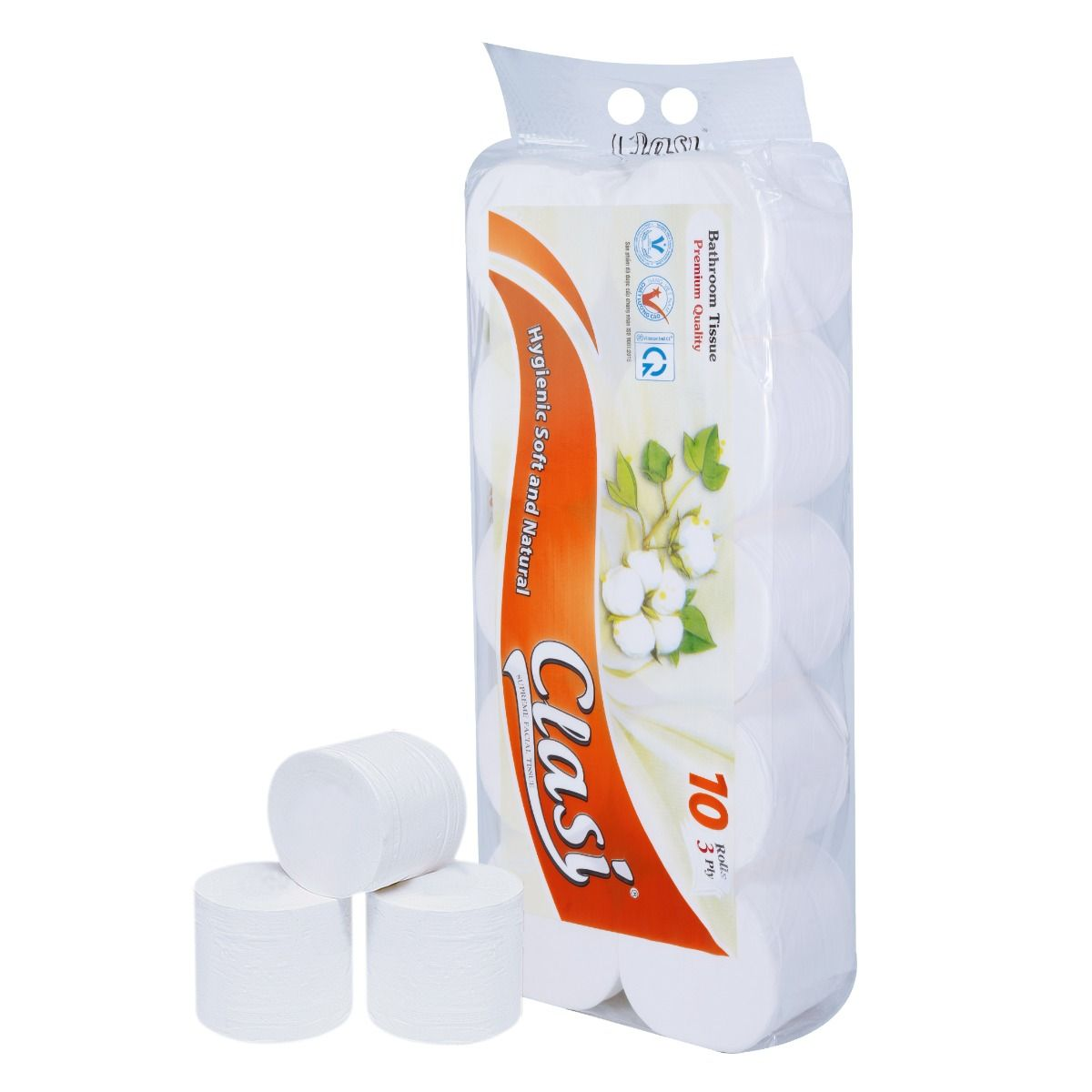  Giấy vệ sinh Clasi hoa bông vàng không lõi 10 cuộn/lốc 