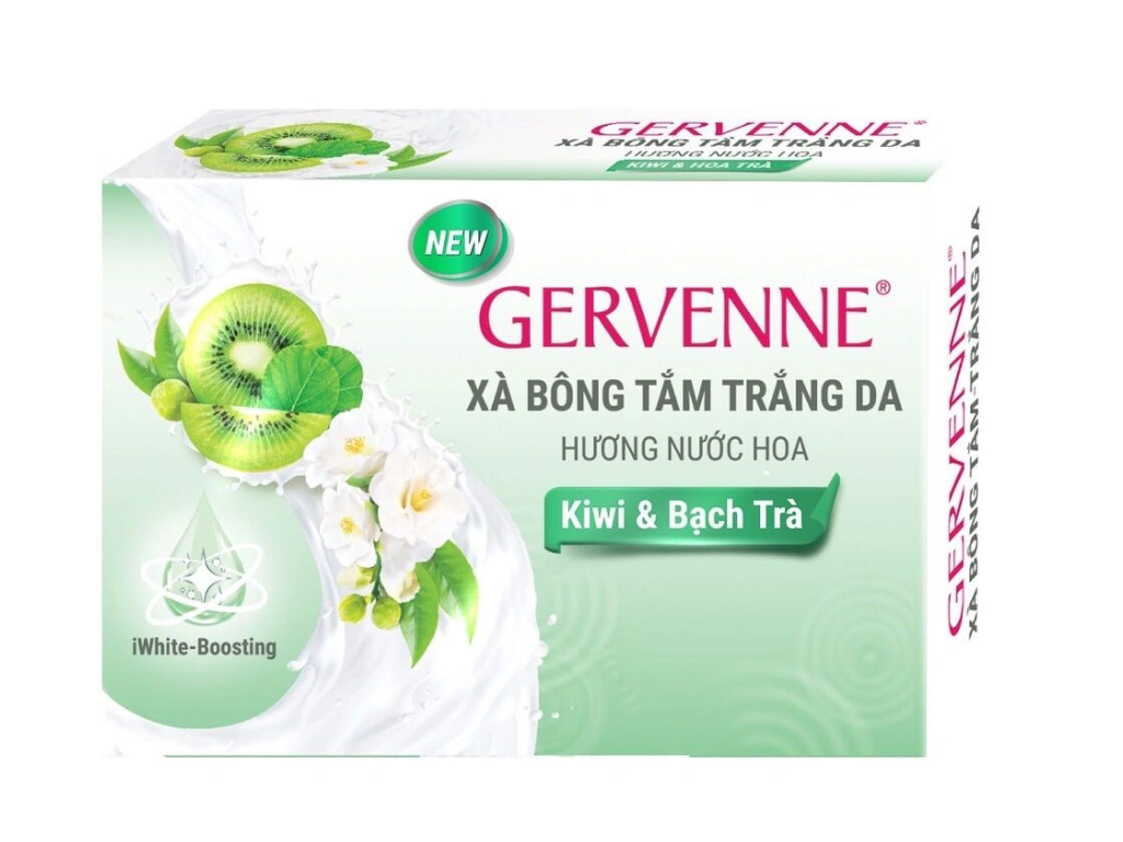 Xà bông  Gervenne trắng da kiwi & bạch trà hương nước hoa 90g 