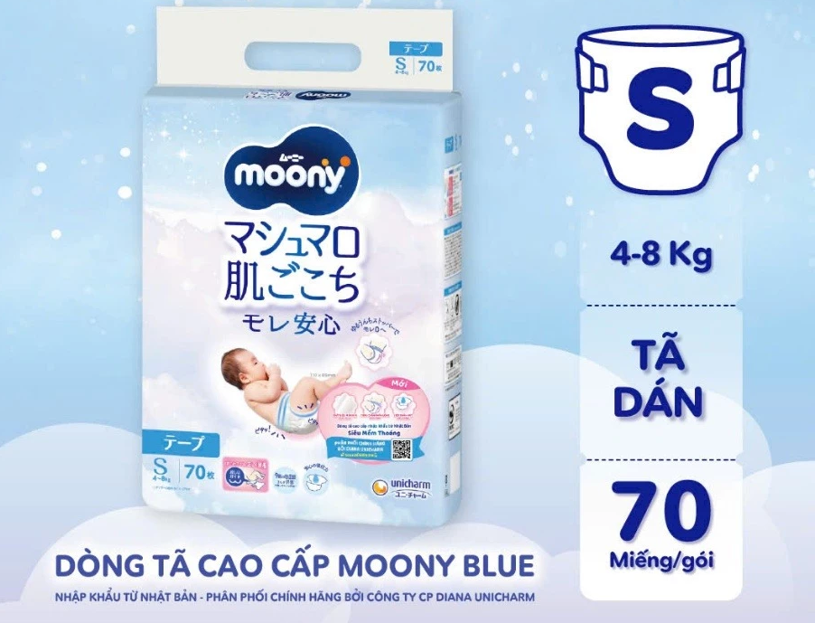  Tã dán cao cấp Moony NB/S/M/L - Nhập khẩu từ Nhật Bản 