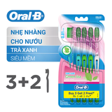  Bàn Chải ORAL-B Tinh Chất Trà Xanh/ Trà Đen - Vỉ 5 cây 