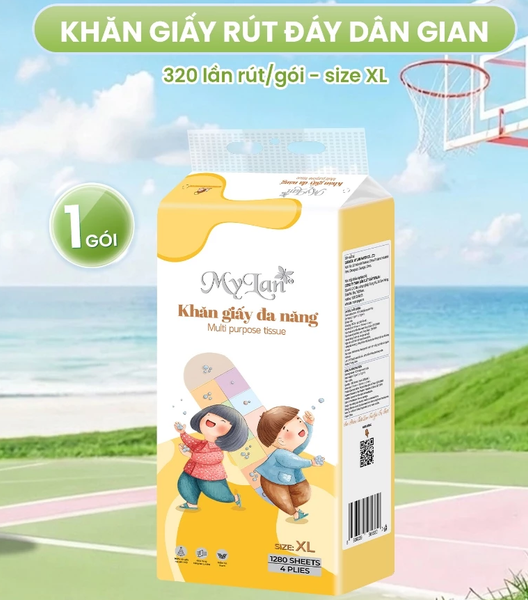  Khăn Giấy Khô Đa Năng Rút Đáy MyLan Dày Dai Mềm Mịn Thấm Hút Tốt Phiên Bản Dân Gian 320 Lần Rút 