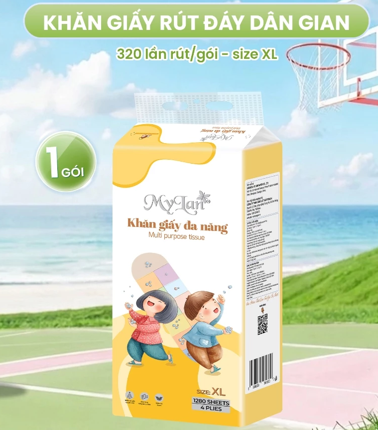  Khăn Giấy Khô Đa Năng Rút Đáy MyLan Dày Dai Mềm Mịn Thấm Hút Tốt Phiên Bản Dân Gian 320 Lần Rút 