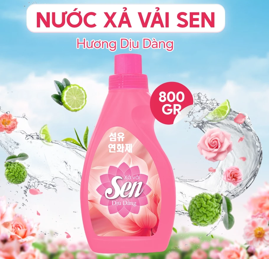  Nước Xả Mềm Vải SEN Đậm Đặc Hương Nước Hoa Lưu Hương Bền Lâu Quần Áo Thơm Mát Khử Mùi Khó Chịu 800g 