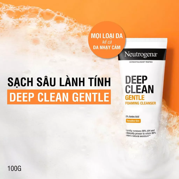  Sữa Rửa Mặt Neutrogena Sạch Sâu Ngừa Mụn - Deep Clean Acne Foaming Cleanser (100g) 