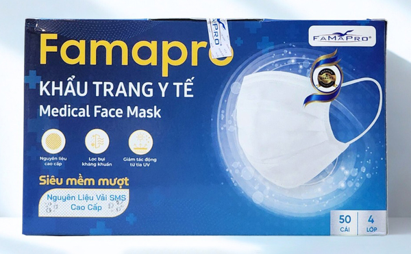  Khẩu trang y tế 4 lớp Famapro Vải SMS Siêu mềm mượt 50 cái/hộp 
