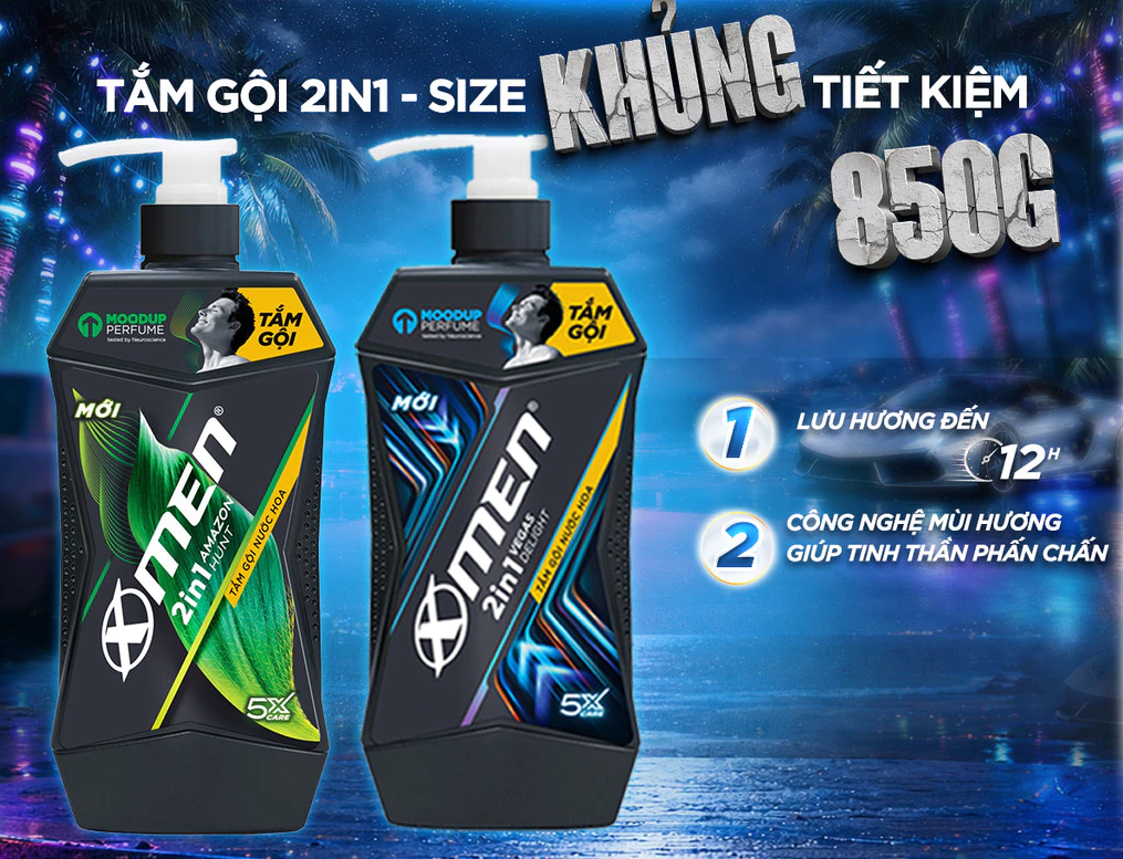  Tắm Gội XMen Amazon Hunt/Vegas Delight 630g/850g - Hương Nước Hoa Phong Trần 