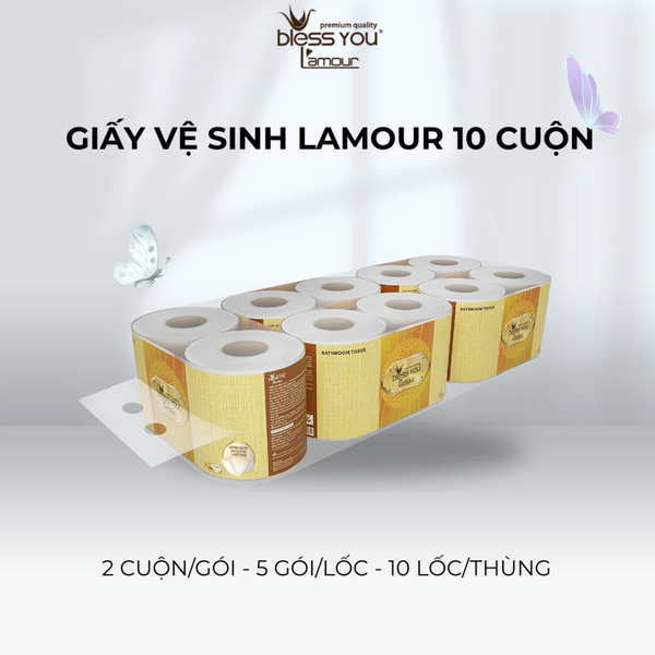  Giấy cuộn vệ sinh Bless You Lamour 3 lớp (lốc 10 cuộn) 