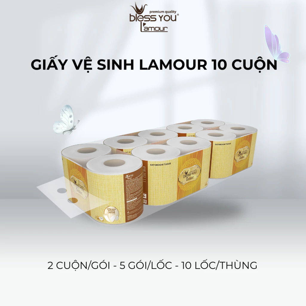  Giấy cuộn vệ sinh Bless You Lamour 3 lớp (lốc 10 cuộn) 