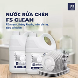  Nước rửa chén bát F5 Clean 3,8kg hương chanh, mềm mại với da tay, gốc thực vật, thiên nhiên 