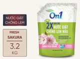 Nước giặt xả On1 chống lem màu hương Fresh Sakura 3.2Kg túi/ 3.3Kg can sạch khuẩn, khử mùi, kết hợp giặt xả 2 trong 1 