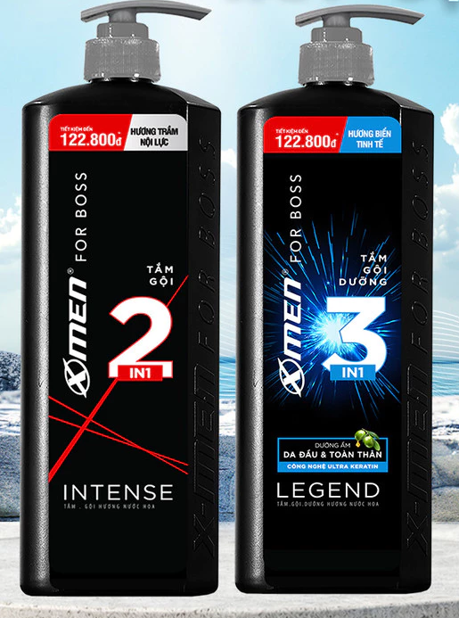  Tắm Gội Nam X-Men for Boss Intense 850g/ Legend 830g Hương Nước Hoa Châu Âu Sang Trọng Lịch Lãm 