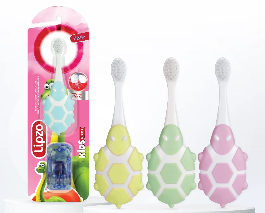  Bàn Chải Đánh Răng LIPZO Kids Step 1 Cao Cấp Công Nghệ Chỉ Tơ Nha Khoa Siêu Mềm Dành Cho Trẻ Em Trên 2 Tuổi 